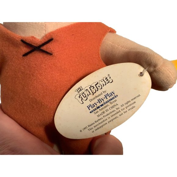 1993 Vintage Barney Rubble Plush With Tag 11 inches Hannah Barbera - Picture 7 of 9